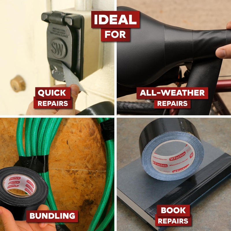 XFasten Black Duct Tape, Packaging Tape, Heavy Duty Box Tape for Shipping Supplies, 2 Inches x 50 Yards, 5.8 Mil, All-Weather Repair & Packing - Image 5